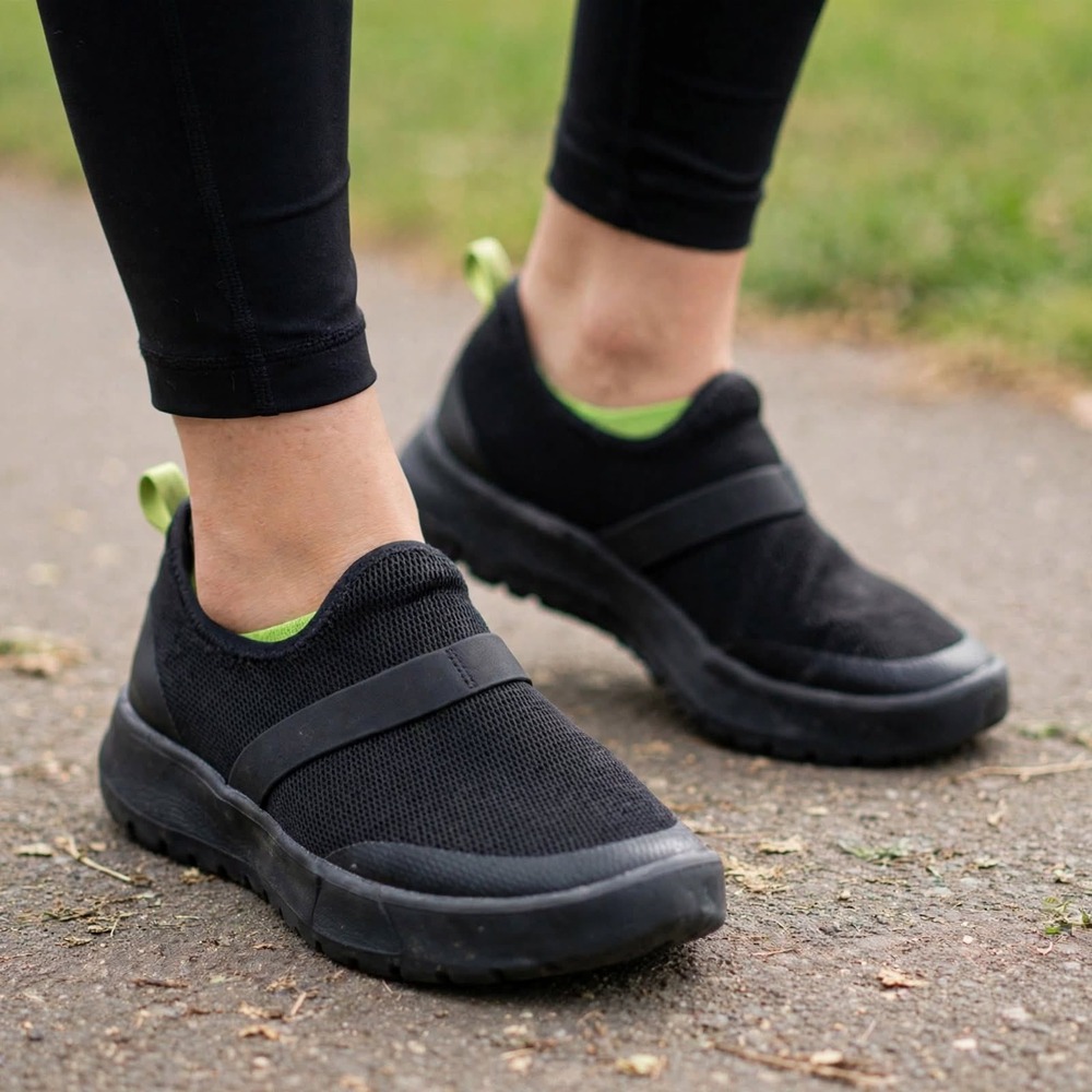 Oofos OOmg Low Recovery Shoes Womens‎ 10 Black Mesh Slip On Sneakers O2-692021-6